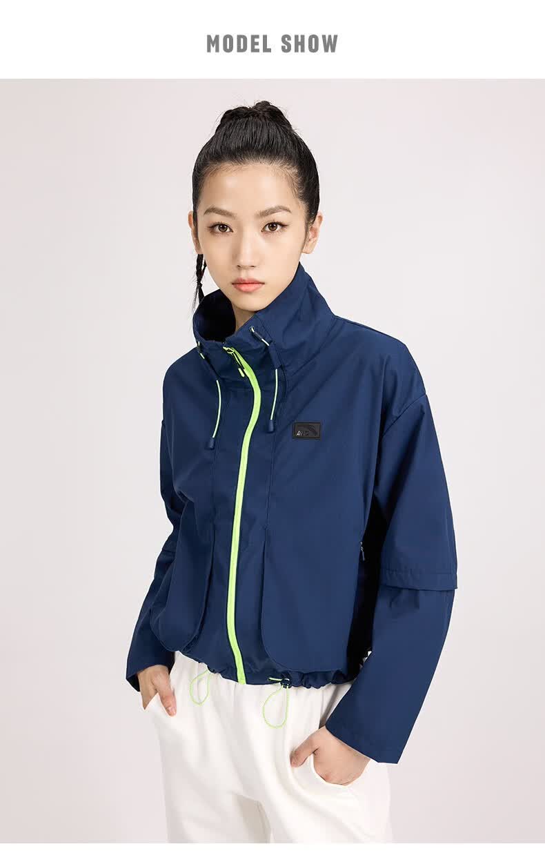 unita安踏运动外套女装2021新款立领开衫梭织薄1深藏蓝m165
