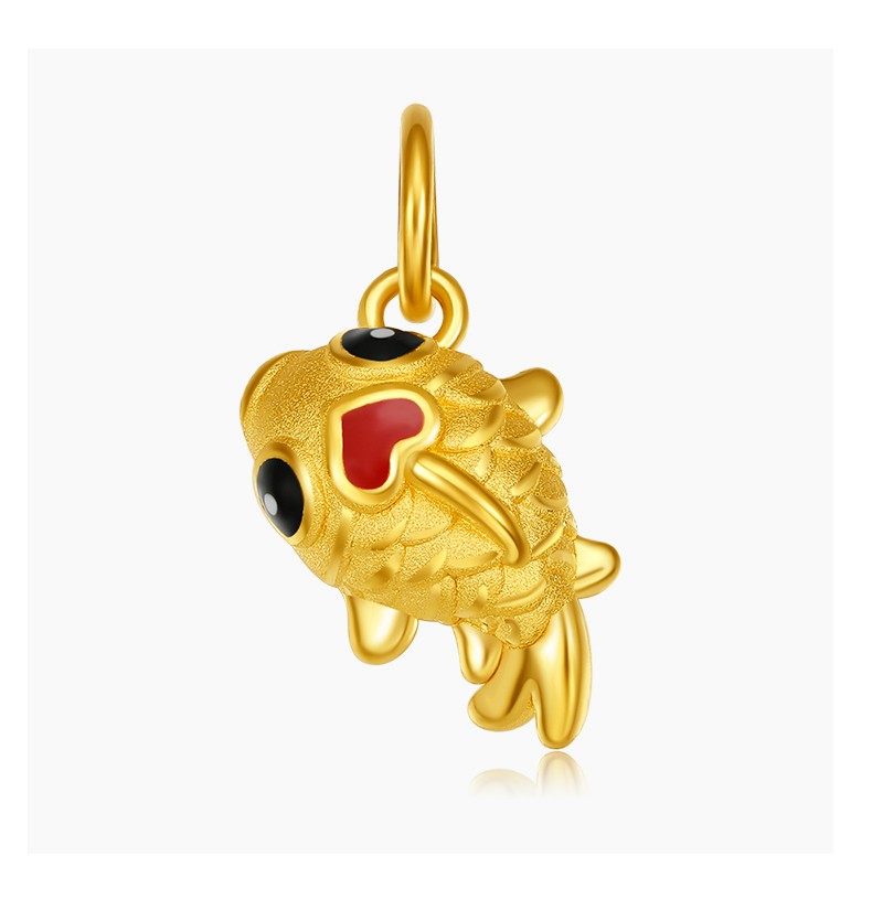 tsl谢瑞麟小玩意系列黄金吊坠女款可爱锦鲤铜钱足金挂坠不含链xj898xj