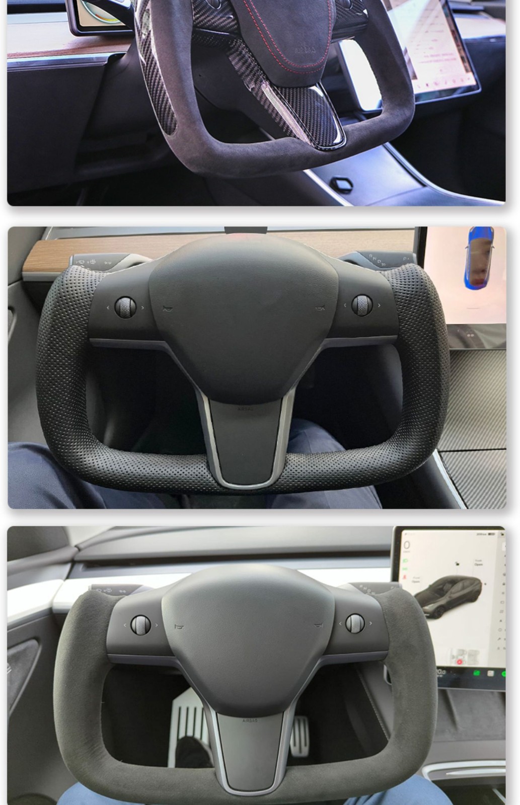 适用于特斯拉model3/y新款yoke方向盘tesla碳纤维运动竞技方形盘网红