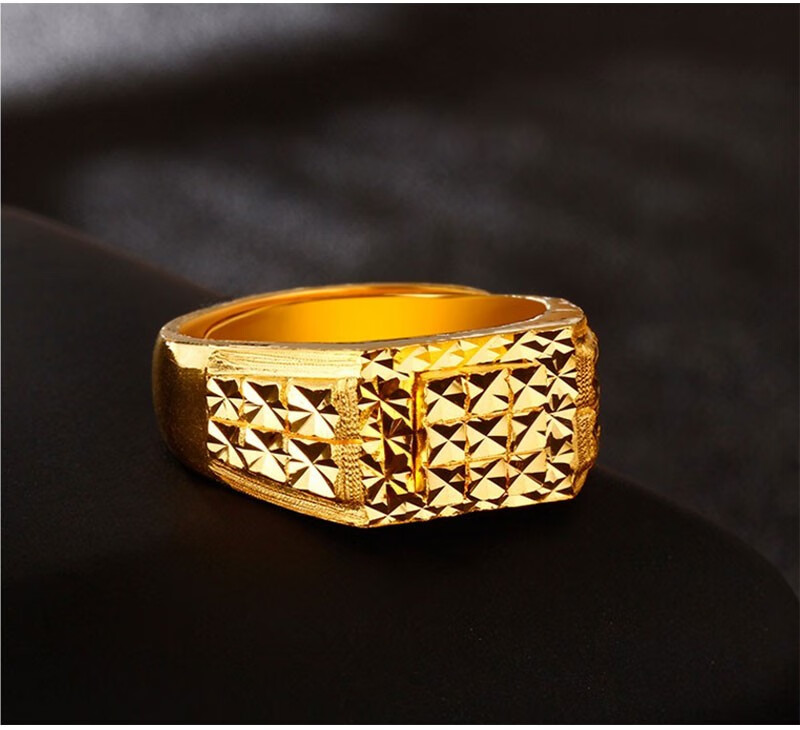 潮福誉珠宝 满天星黄金戒指男款 喷砂黄金戒指999足金精品仿钻男士金