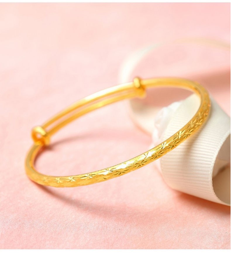 周玺金珠宝 黄金手镯女 999足金按克金镯子精品磨砂满天星手镯结婚