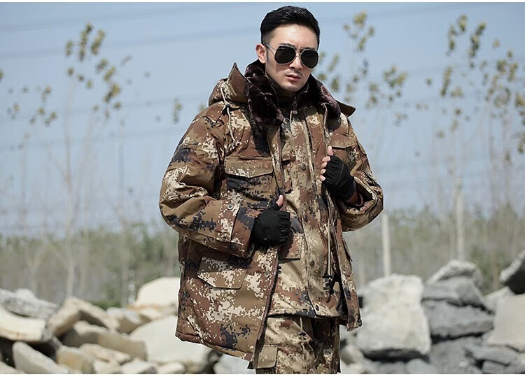 荒漠迷彩大衣男冬季加厚棉大衣军大棉衣荒漠大衣冷库防寒服棉服棉袄中