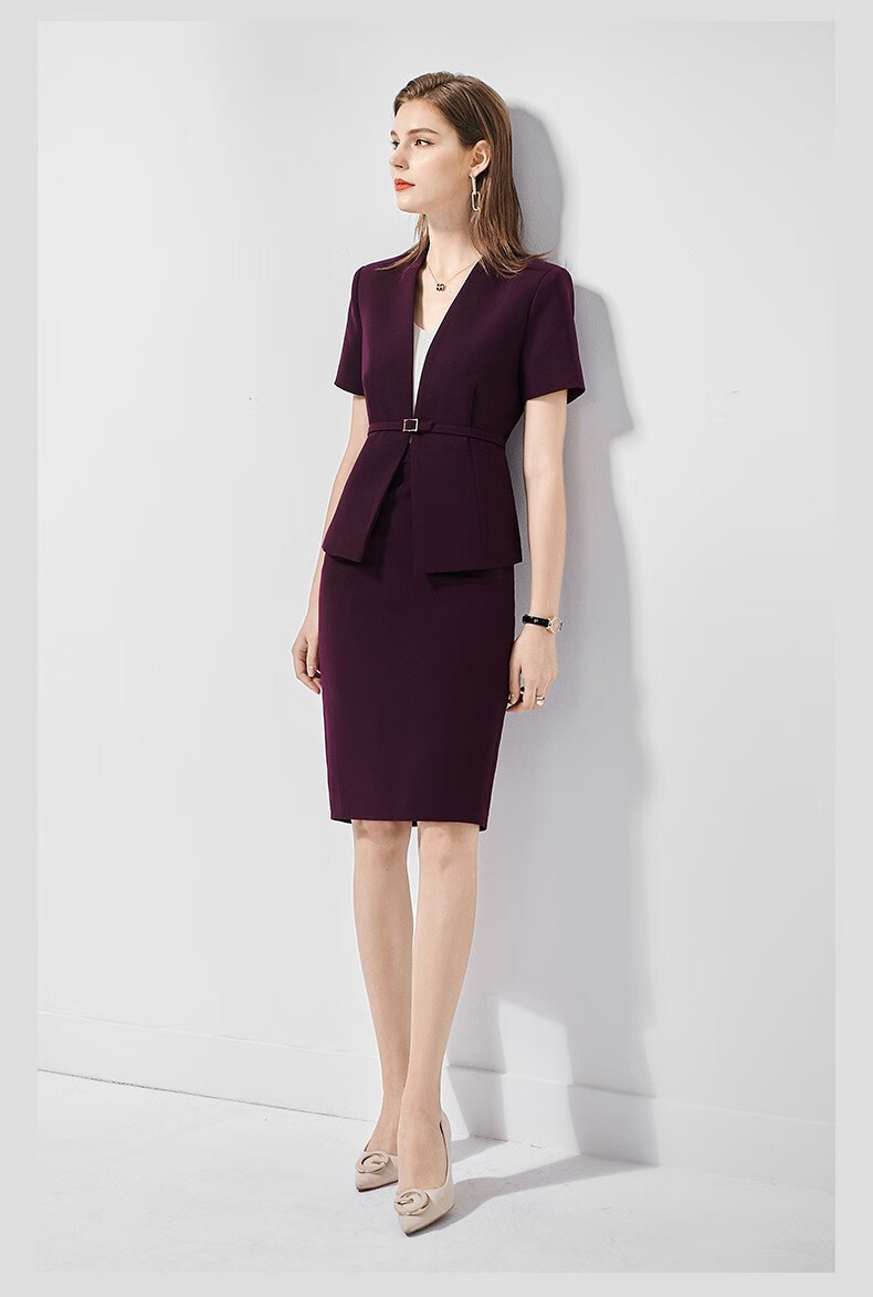 歌珀莱品牌女装美容院前台工作装女气质职业装女装套装夏季短袖西装