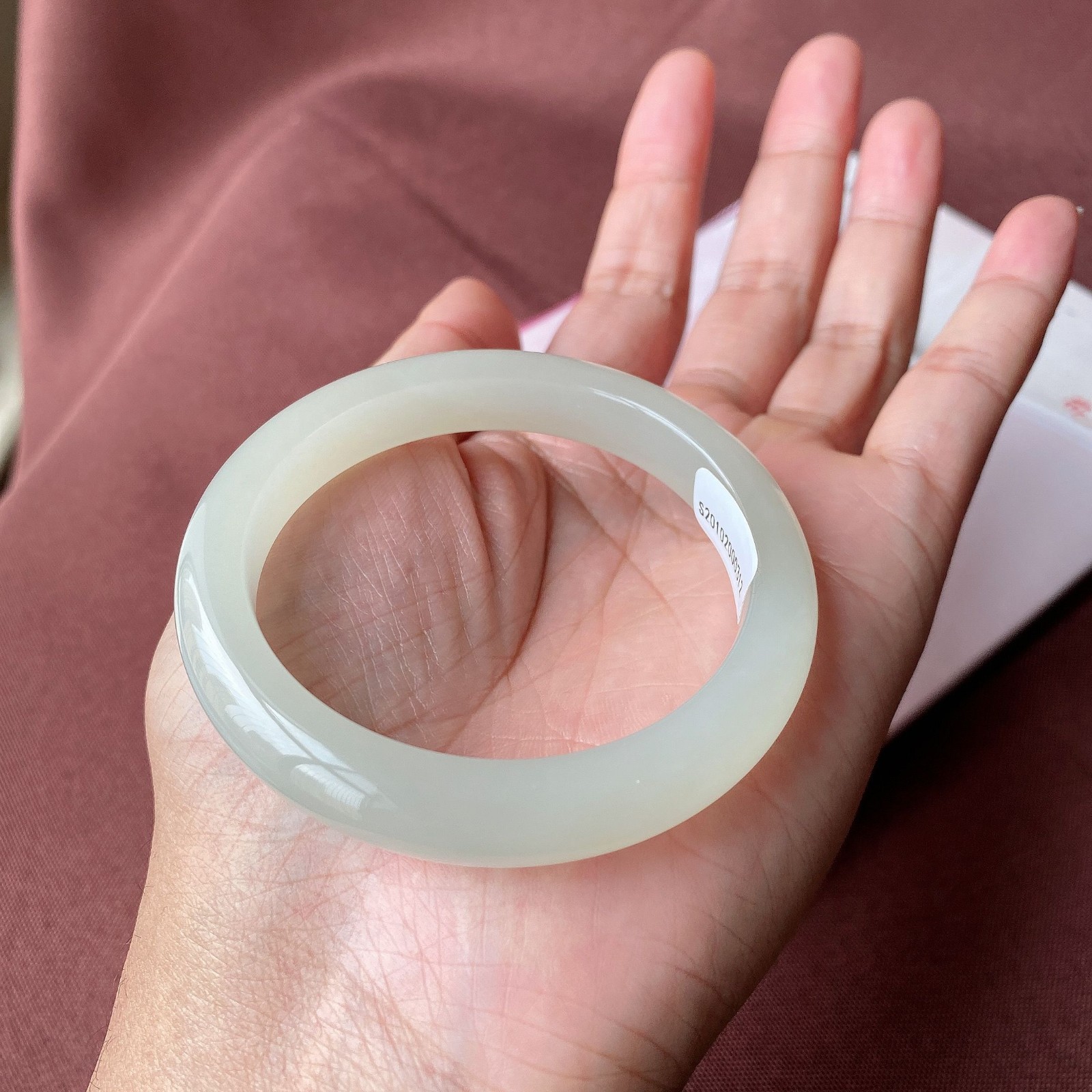 玉悦东海和田玉手镯青海野牛沟料青白玉胖细圆条宽版羊脂白玉翠青镯子