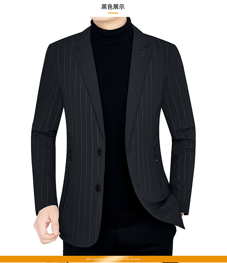 美国保罗男士西服秋冬款休闲西装中年商务便西外套 哈青 185/2xl