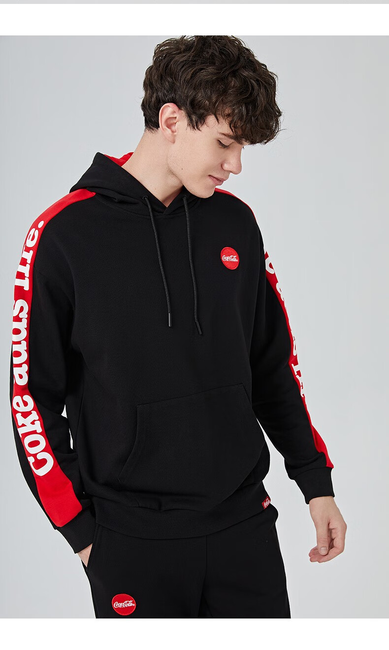 可口可乐(coca-cola) 官方连帽套头卫衣logo印花潮宽松百搭帽衫情侣