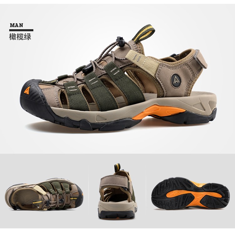 户外沙滩鞋春夏情侣包头舒适速干凉鞋涉水鞋 灰西瓜红-女 38【图片