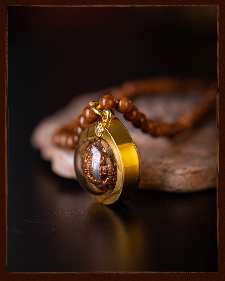 蓝棠泰国佛牌金龙婆肃红铜好运珠项链财运事业遇伯乐富贵