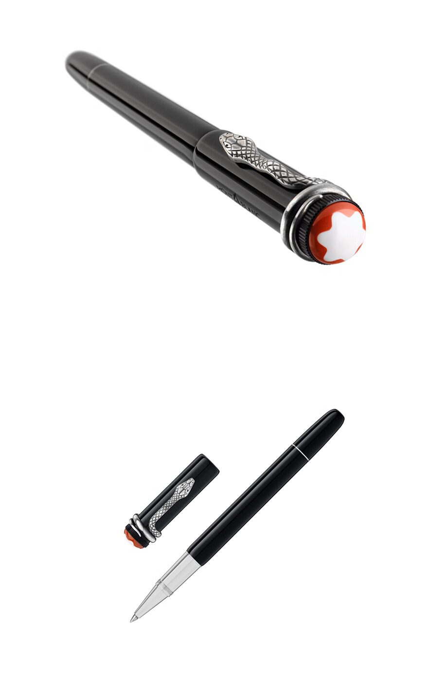 [降价拍]99新montblanc万宝龙传承系列黑色蛇笔签字笔 114723-珍品