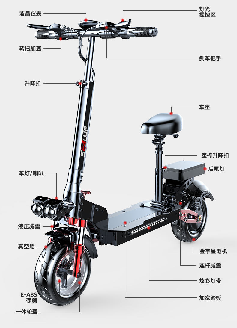 希洛普sealup折叠电动滑板车越野电动滑板车锂电池便携可折叠电动车