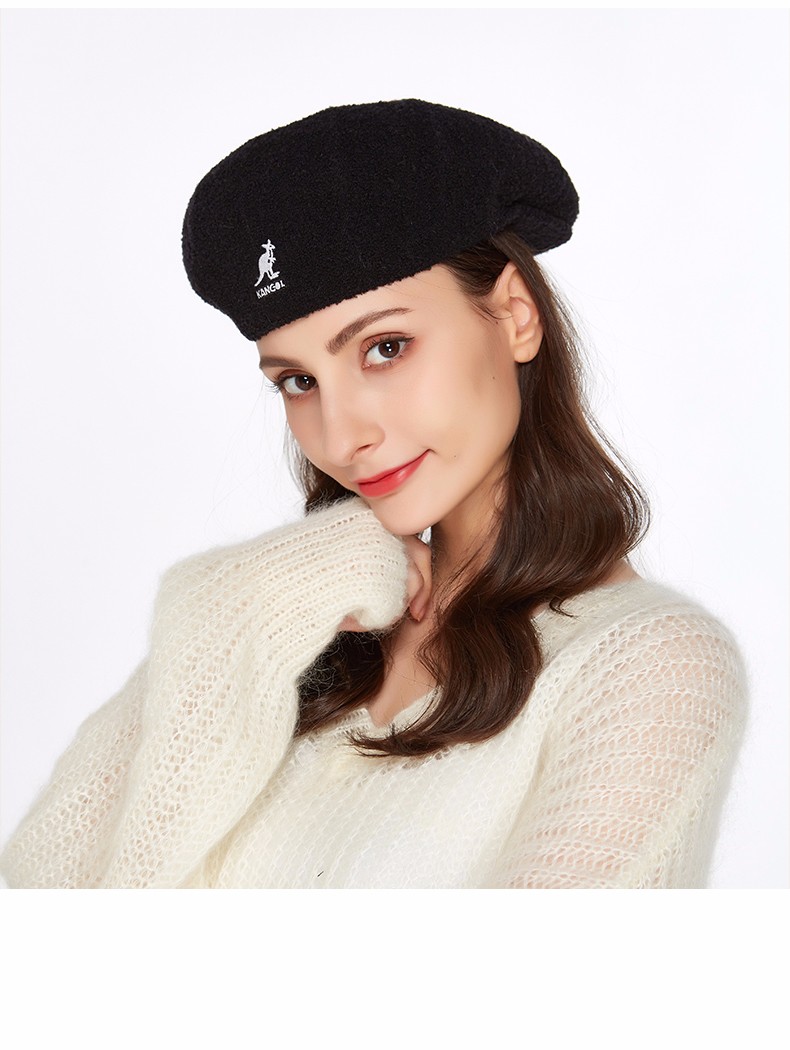 礼盒装kangol帽子早秋新款袋鼠贝雷帽休闲复古kok3365黑色l5860