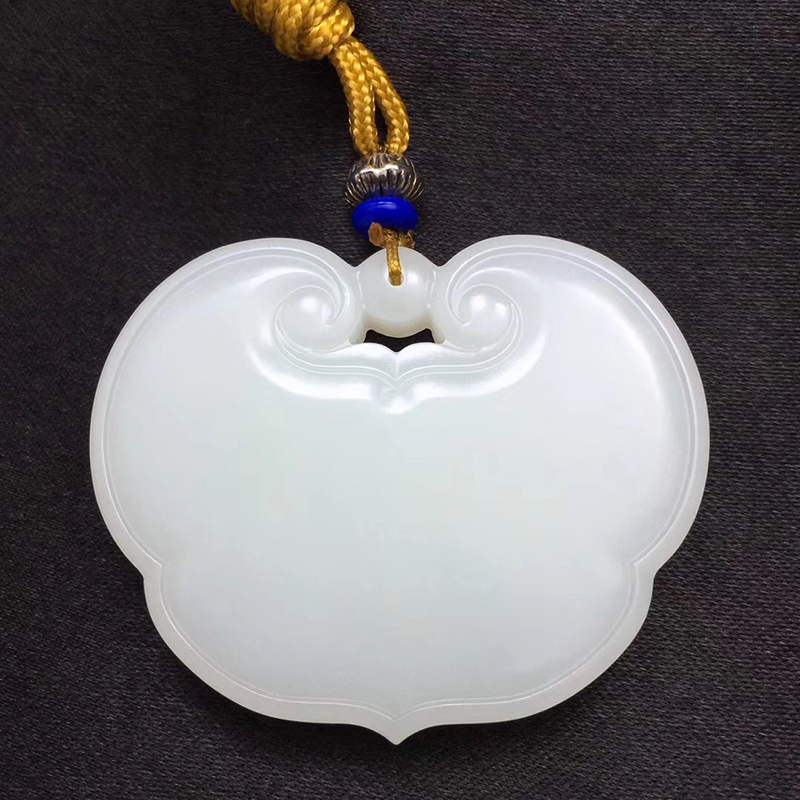 慈心缘 和田玉连年有余如意锁吊坠 玉质细腻温润男女