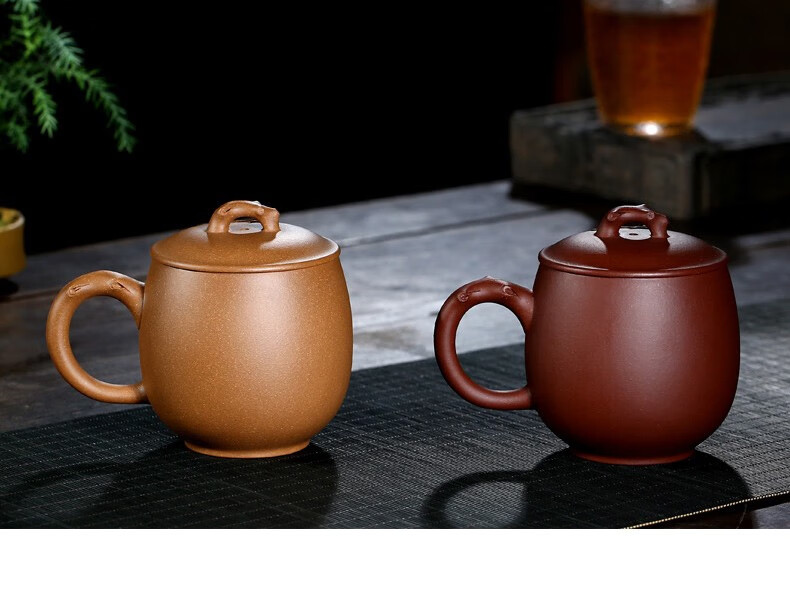 沐磁 宜兴紫砂杯国工储立强纯手工和风兰花杯家用泡茶带盖杯单杯男士