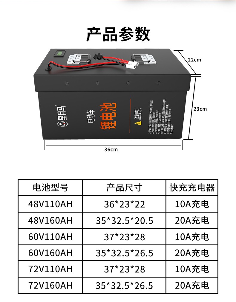 星月马三轮车锂电池48v60v72v100ah专用四轮大容量国标新能源电动车