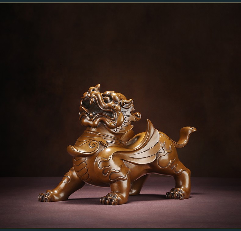 玺翰雅紫铜如意貔貅摆件一对玄关客厅办公室装饰摆设开业礼品工艺品