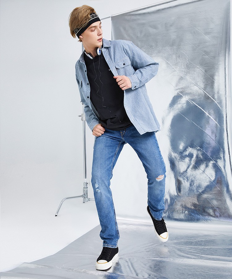 levis李维斯21秋季新款男士502锥型破洞牛仔裤295071117蓝色3032