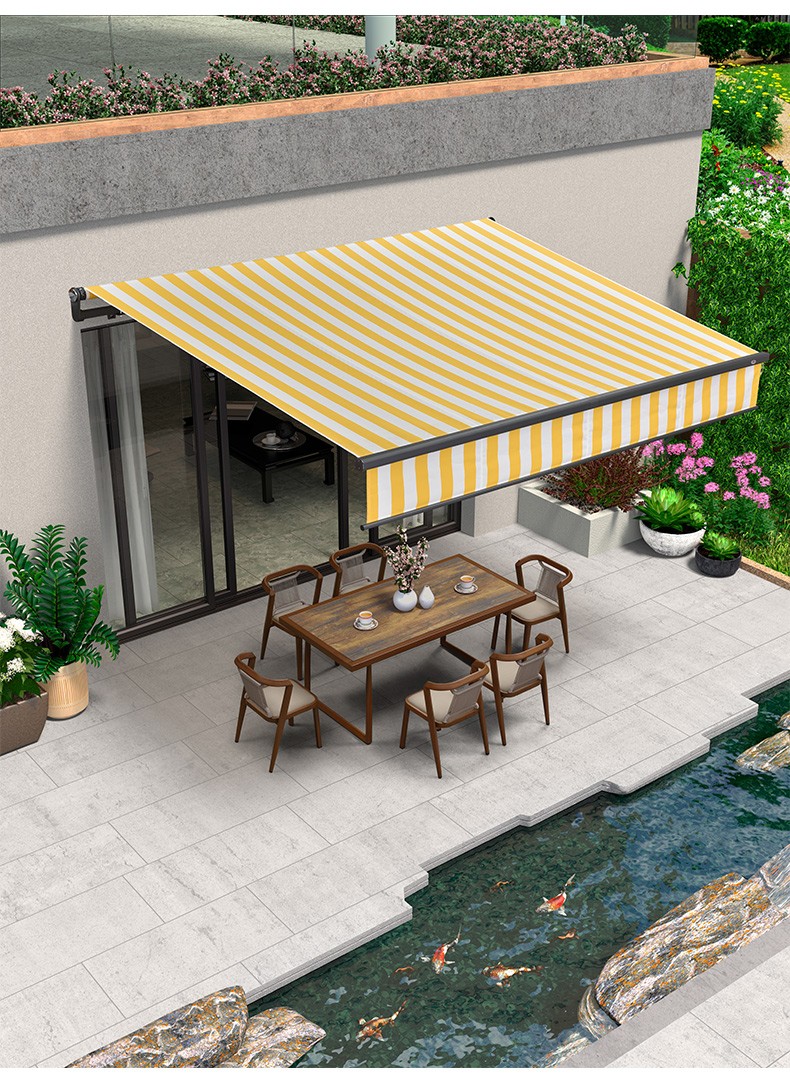 紫叶遮阳棚伸缩式雨棚户外防雨遮阳蓬电动阳台家用折叠伸缩遮雨棚宽4