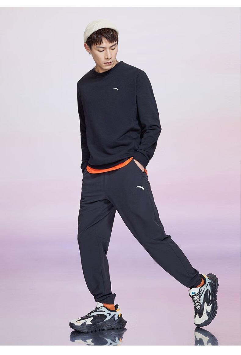 安踏运动套装男2022年春季长袖篮球跑步健身训练户外t恤薄款运动服饰