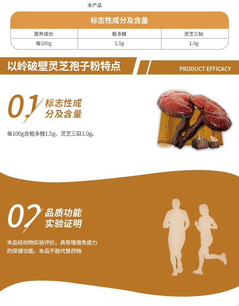 以岭金奥力牌破壁灵芝孢子粉胶囊增强免疫力03g60粒1瓶装