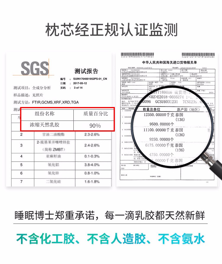 38518-【买一个送一个 送同款】睡眠博士(AiSleep)枕芯 乳胶枕进口乳胶护颈枕 58*35*9/11(按摩大颗粒)-详情图