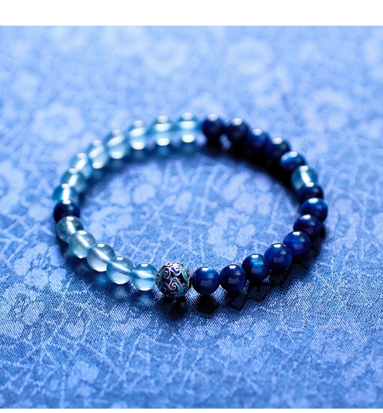 mardotg巴西海蓝宝手串水晶手链蓝晶石女款蓝色系手链送女友礼物