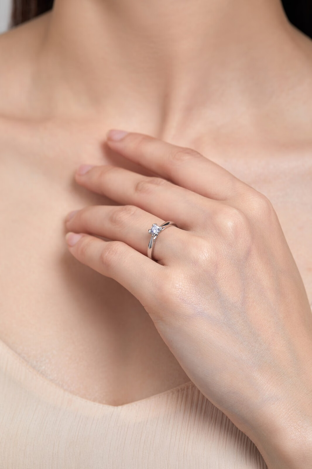 【520礼物】喜钻 pt950铂金钻石戒指 单钻心形爪镶钻戒 结婚订婚求婚