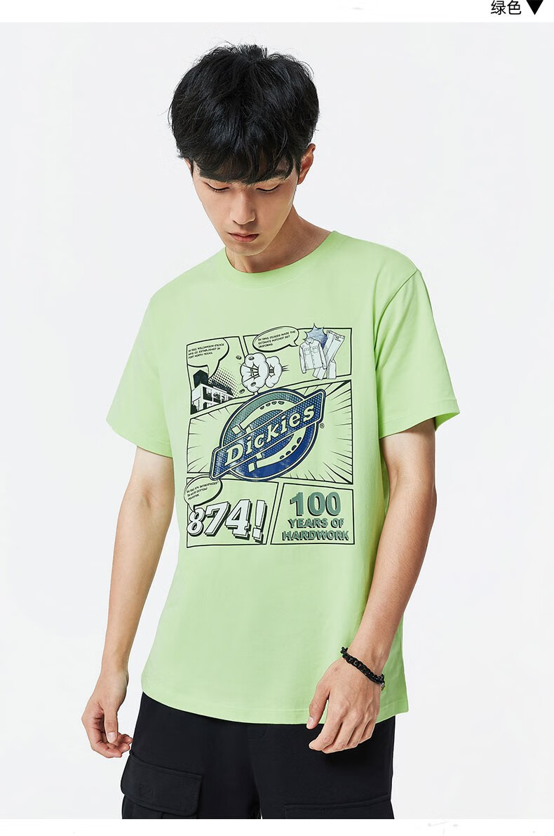 dickiest恤男22春夏纯棉潮酷涂鸦logo时尚气质上衣t恤dk010276白色s