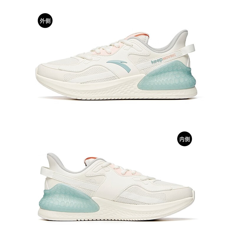 安踏c37跑鞋2022春季新款减震女鞋跑步鞋网面运动鞋女软跑鞋6象牙白
