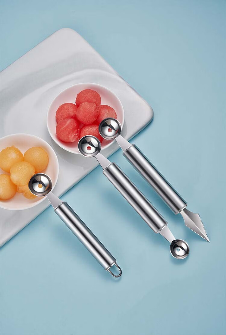 启励不锈钢水果挖球器冰淇淋挖球勺西瓜挖球器不锈钢水果盘篮切果器多