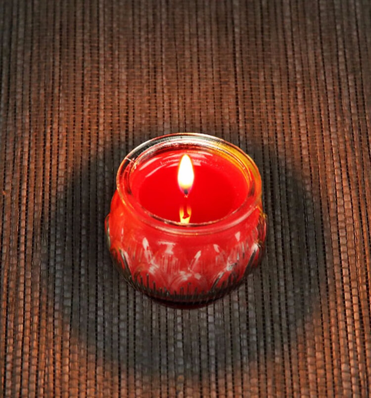 窝居坊酥油灯平口莲花酥油蜡烛供佛灯家用寺庙植物酥油长明灯红色单颗