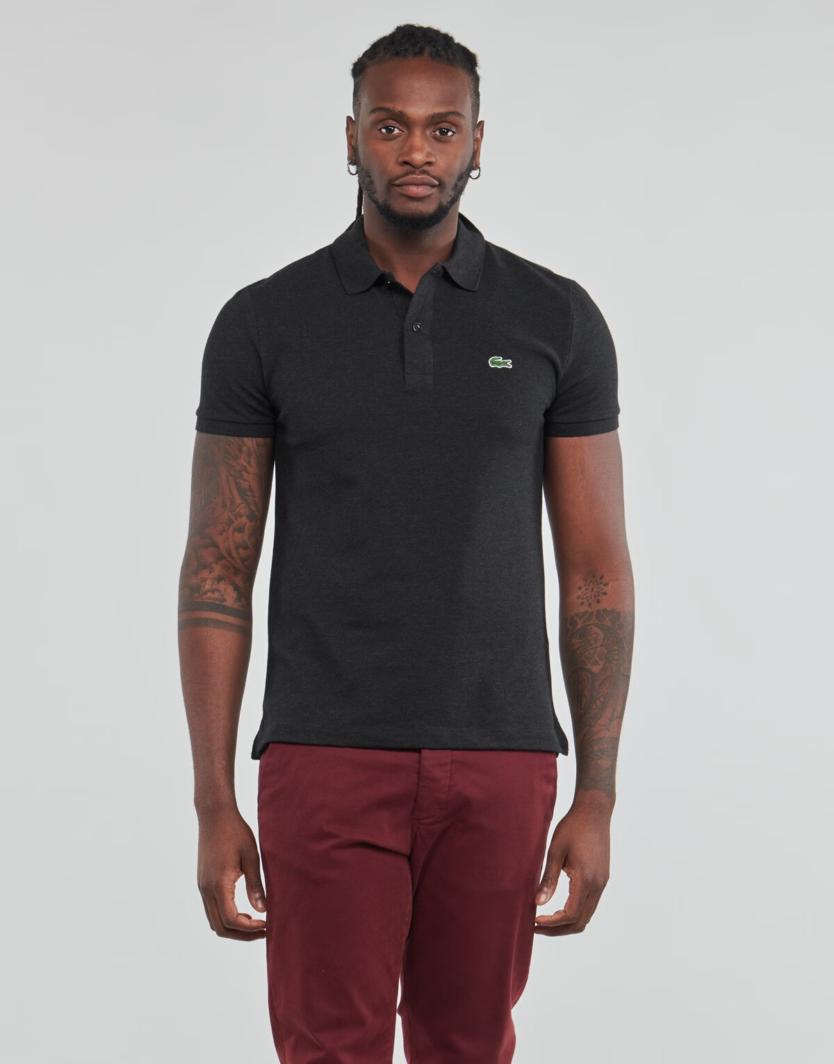 lacoste法国鳄鱼男装polo衫黑色2022夏季新款商务休闲修身翻领短袖