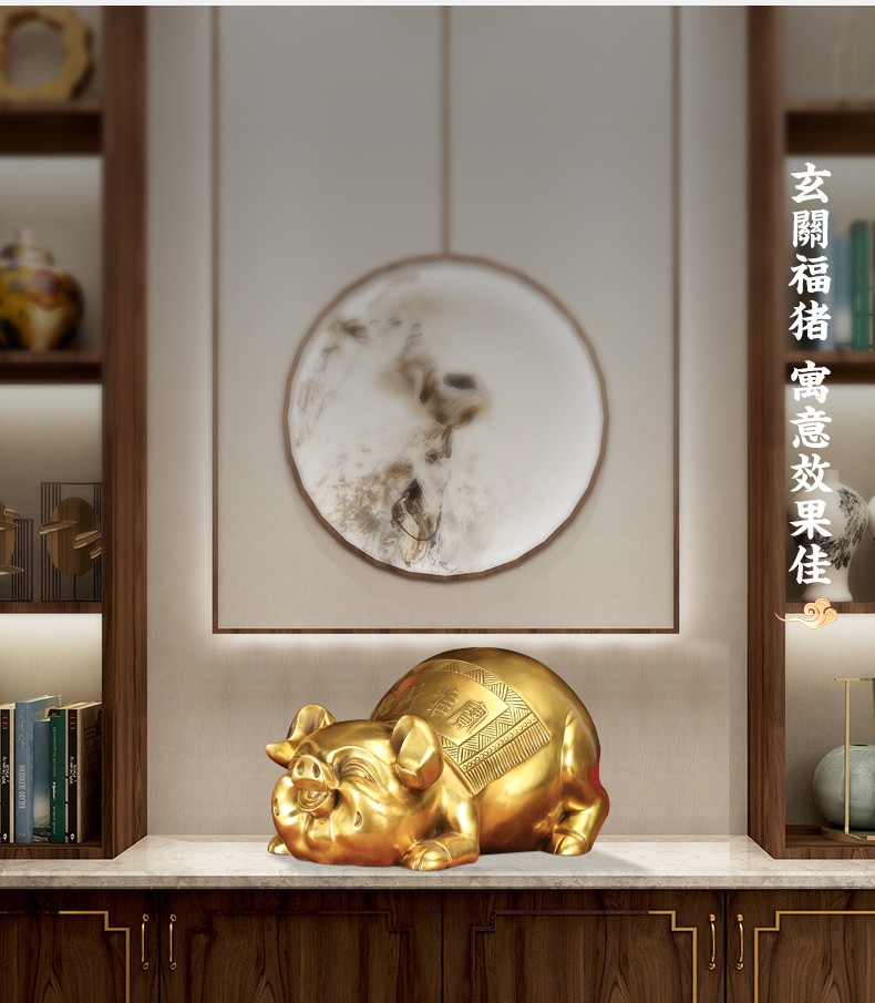 佰爵京客纯铜招财金猪摆件存钱罐生肖猪福猪聚财客厅玄关书房办公室