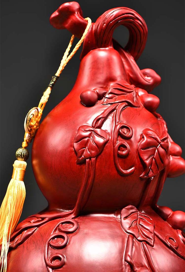 浣彩红花梨木雕葫芦摆件实木红木质客厅乔迁家居桌面玄关装饰工艺礼品