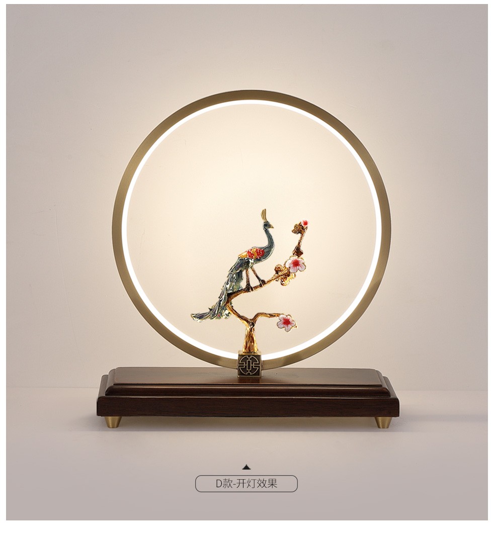 灯尉仕全铜红木新中式台灯led卧室床头灯中国风客厅书房台灯创意装饰