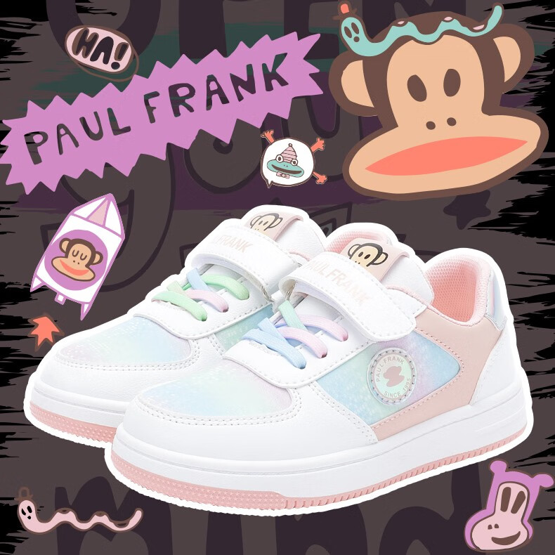 大嘴猴paulfrank童鞋女童2022春季新款低帮板鞋童鞋休闲运动鞋乳白