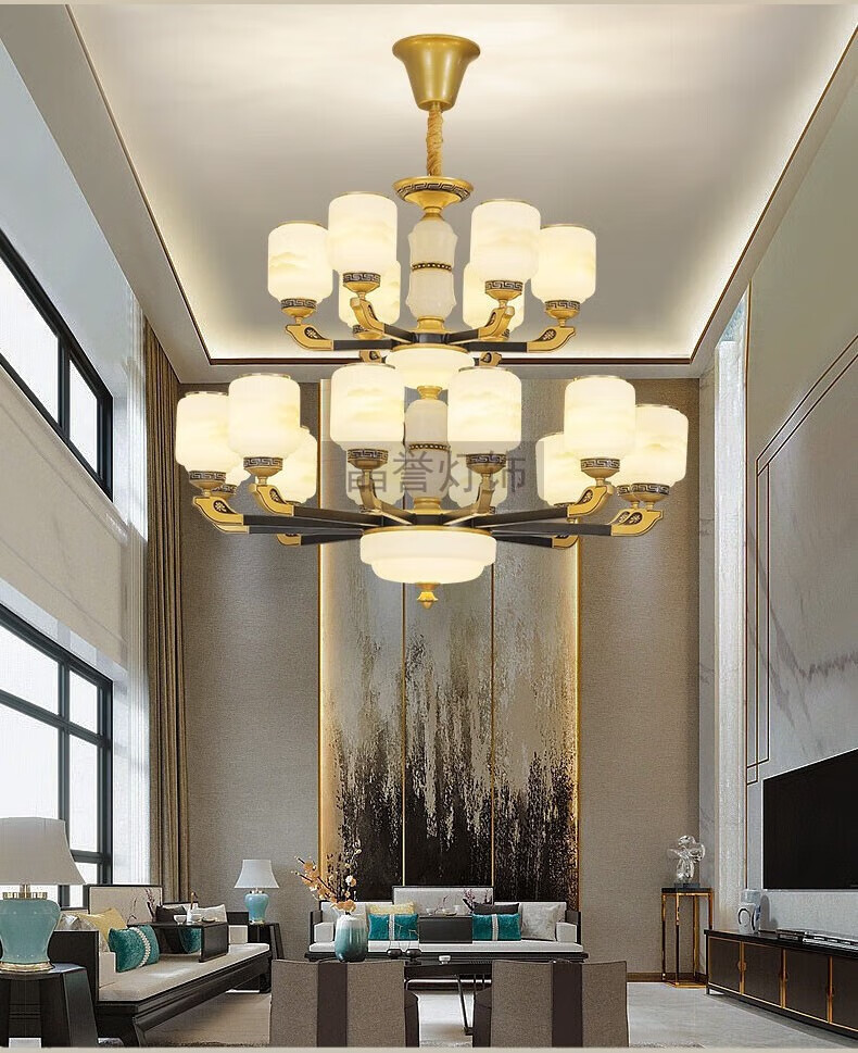 晶誉 复式楼大吊灯别墅挑空客厅主灯新中式楼中楼挑高跃层中空大厅长