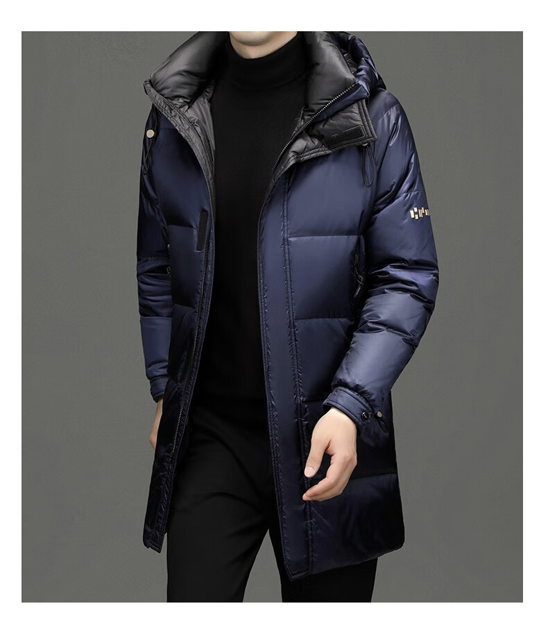袋鼠羽绒服外套男士2022中长款连帽加厚鹅绒90%填充中老年冬季防寒