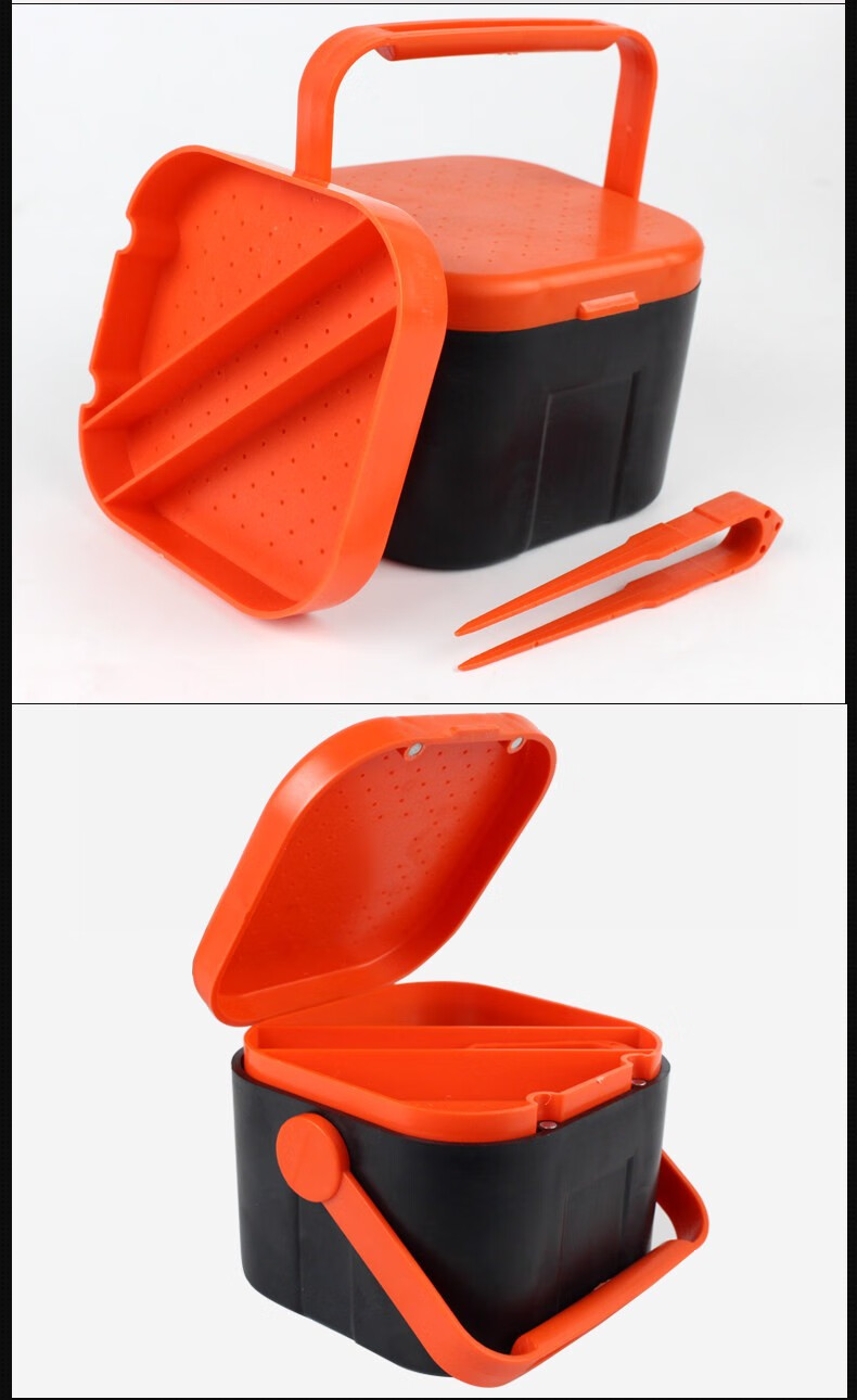 多功能蚯蚓盒透气活饵盒塑料红虫盒沙蚕专用大号鱼饵盒钓鱼用品大号