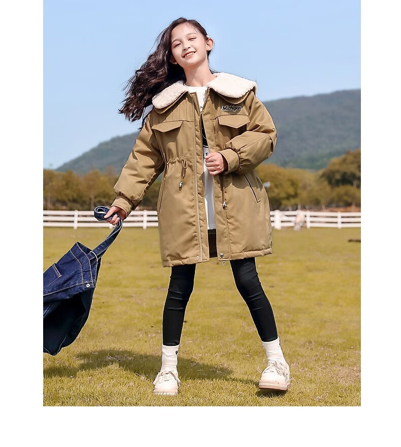 汤灵鼠女孩棉袄11岁时尚女童棉衣外套冬装2022女大童冬季棉服新款儿