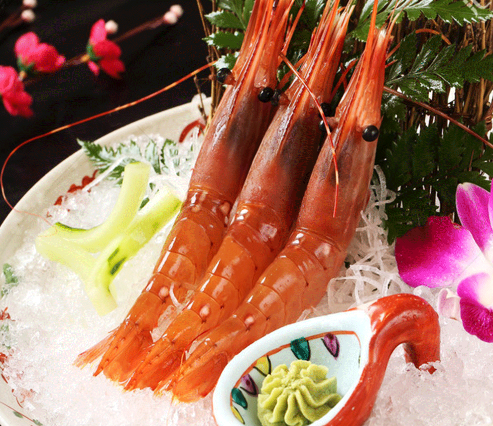 牡丹虾刺身摆盘图片