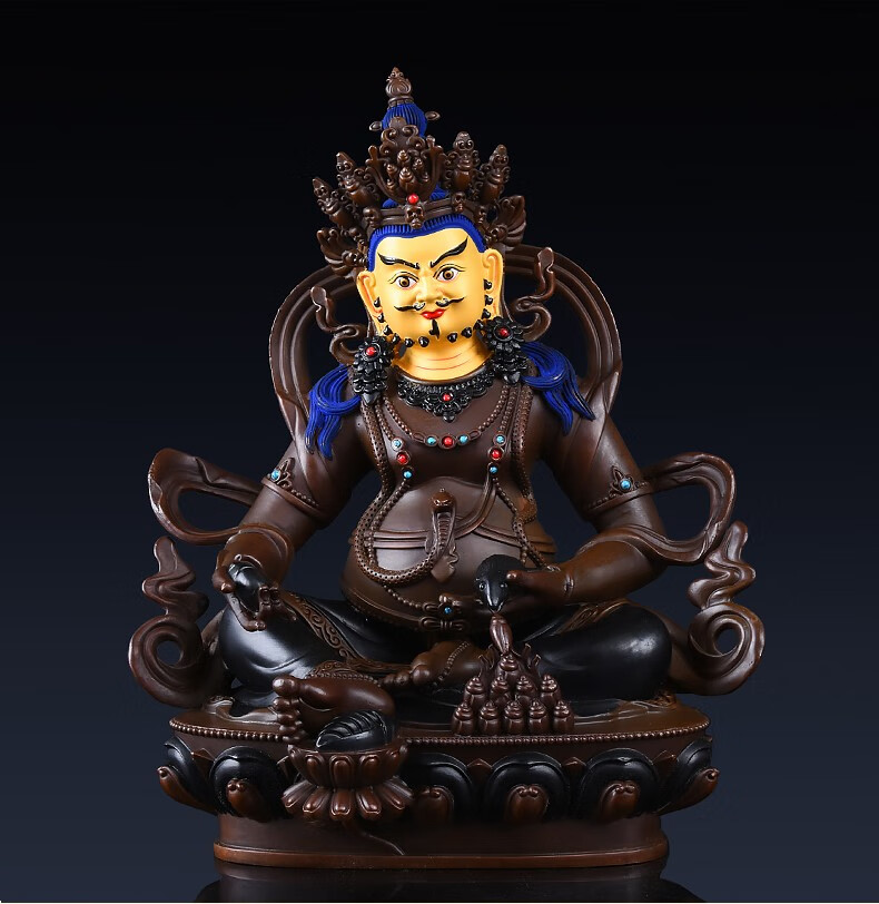 铜一家黄铜黄财神佛像摆件藏传佛教密宗财神尼泊尔大财神画脸黄财神高