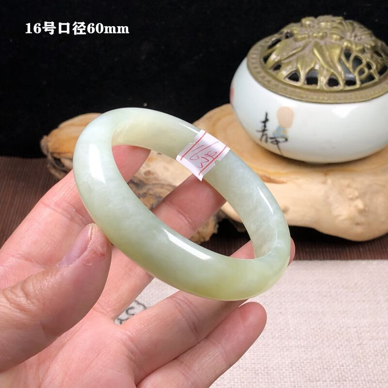 天然岫玉手镯玉石手镯岫玉平条手镯女款手镯玉石手镯4号口径54mm