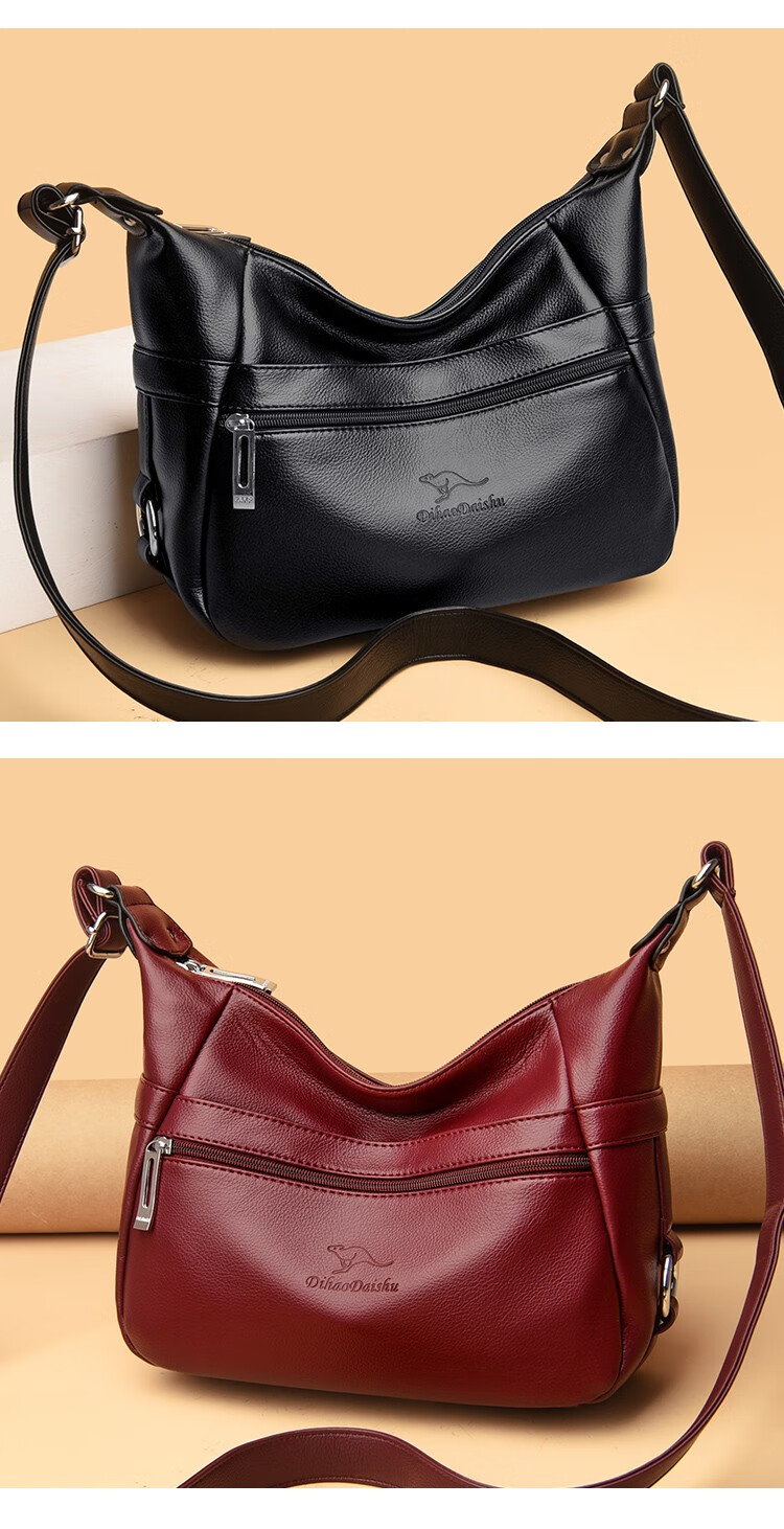 北狐真皮女包包斜挎包2022时尚牛皮软皮百搭中老年妈妈包大容量单肩包