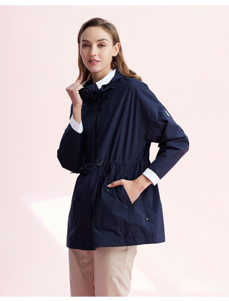 商场同款nautica诺帝卡女装22春夏新款休闲百搭防轻溅水中长款连帽