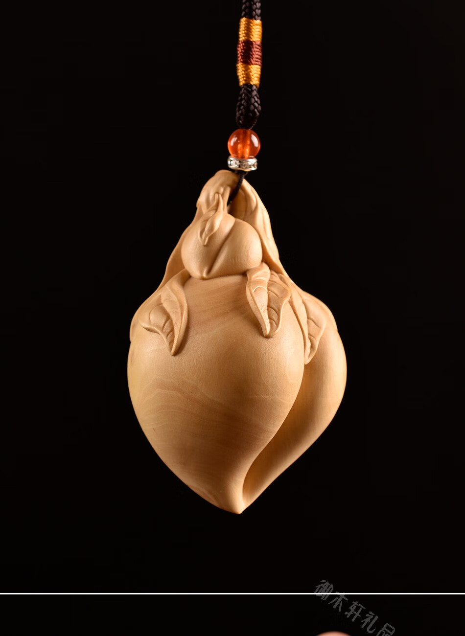 御木轩小叶黄杨木雕寿桃挂件实木雕刻工艺品汽车装饰挂件寿桃挂件