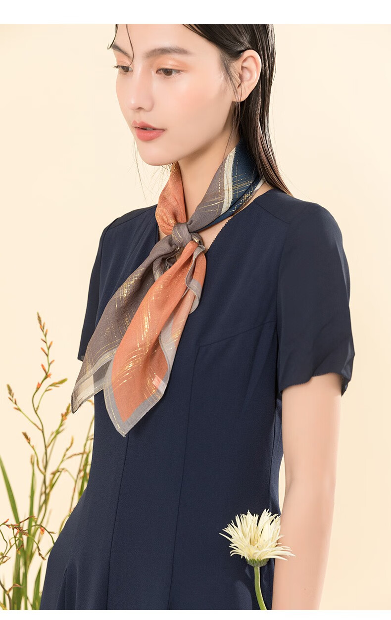 hamniyaa情人节妇女节日礼礼物丝巾真丝金线轻薄春夏女桑蚕丝绸高档中