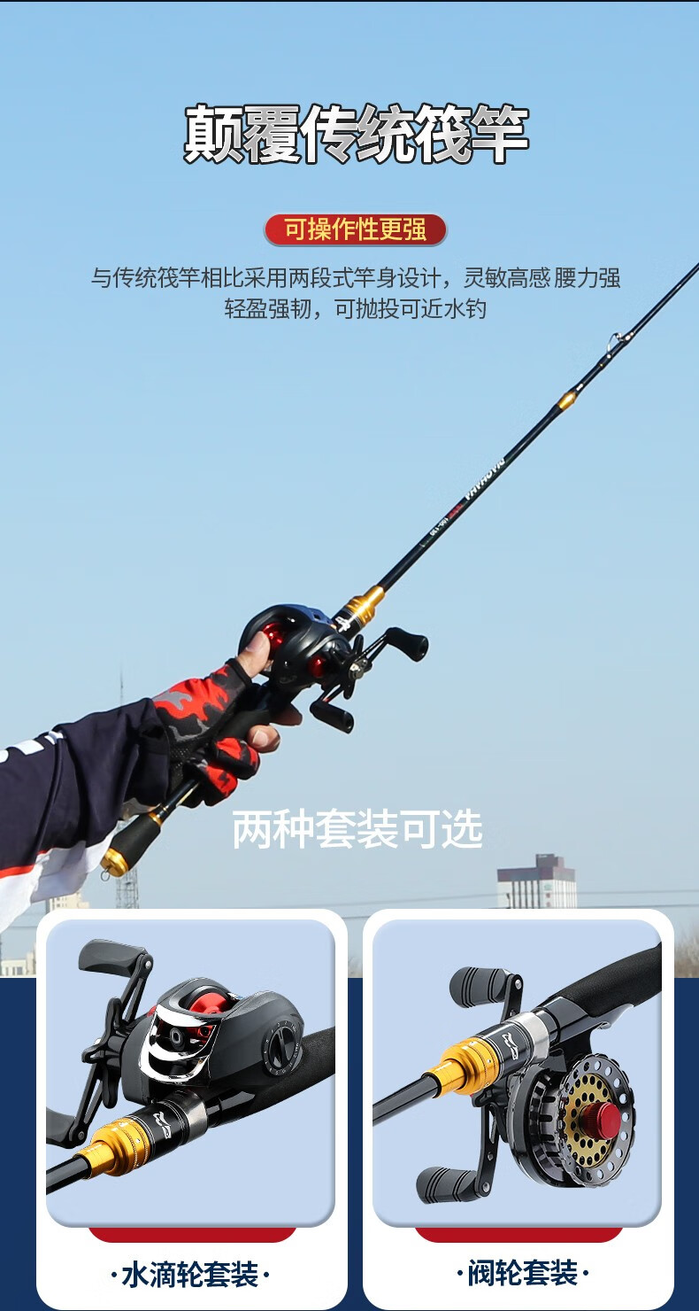 狼王乐钓鱼竿软尾灵敏筏竿套装小阀杆岸抛桥钓半钛合金裸竿远投筏1215