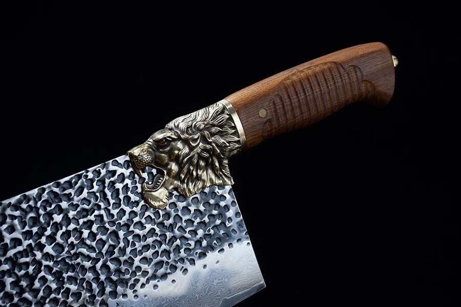 龙泉手工锻家用厨房花纹钢菜刀锋利切片切肉刀斩骨刀斩切两用16053