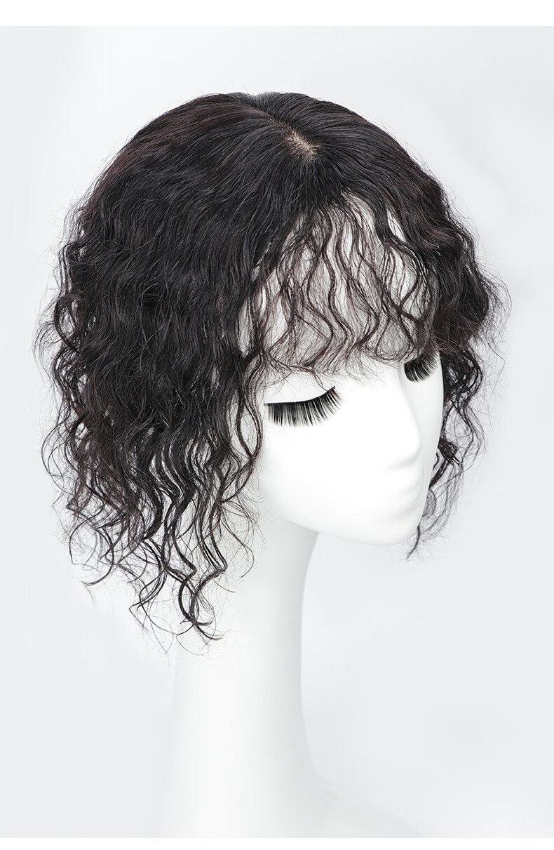 佰美丝头顶补发卷发真发羊毛卷发片蓬松短卷发一片式遮白发假发片女