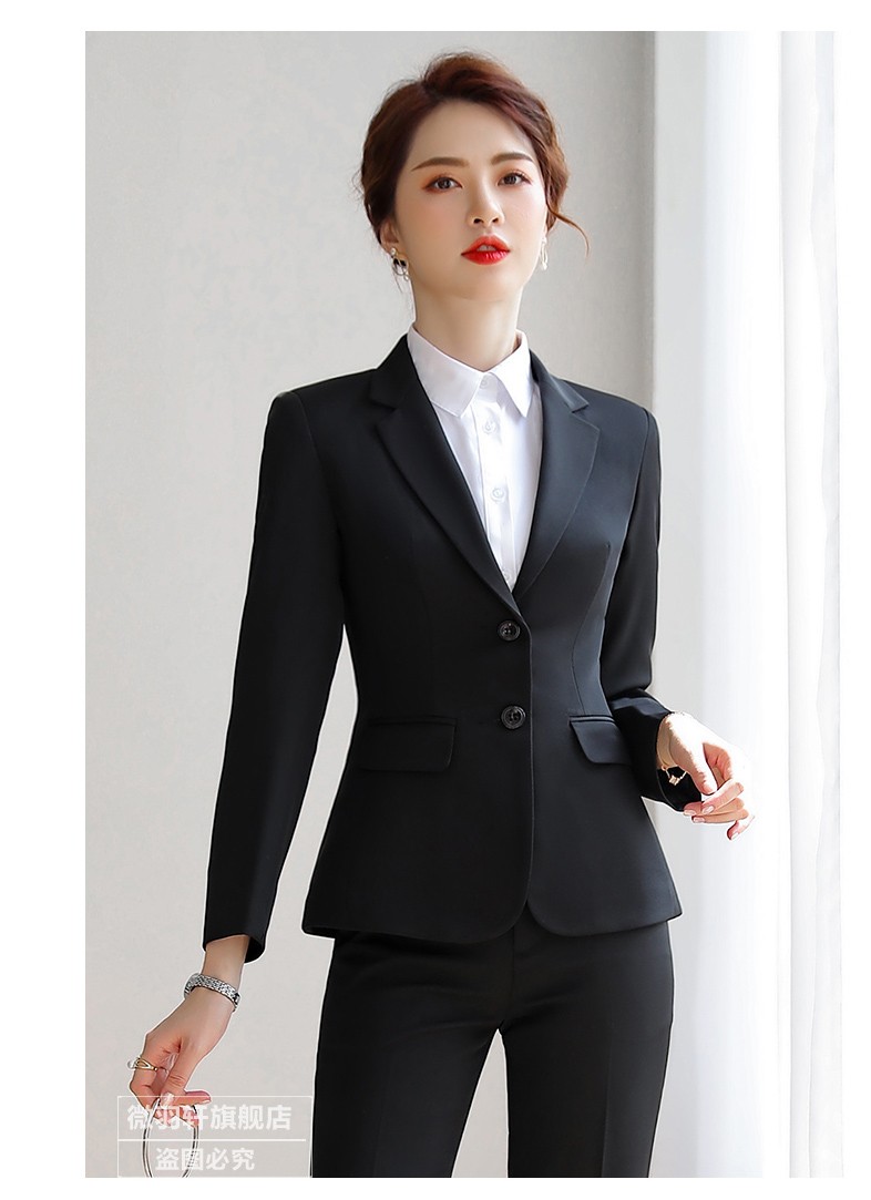 微羽轩小西装女职业装女装正装女套装修身西服外套女士工作服商务黑色